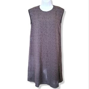 Eileen Fisher 100% silk cap sleeve shirt dress grey/black size xxs